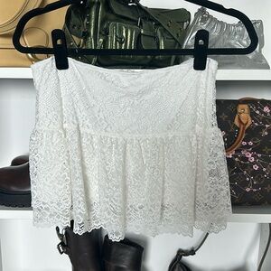 White lace mini skirt